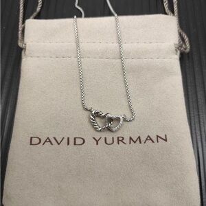 David Yurman Silver Interlocking Heart Pendant Necklace